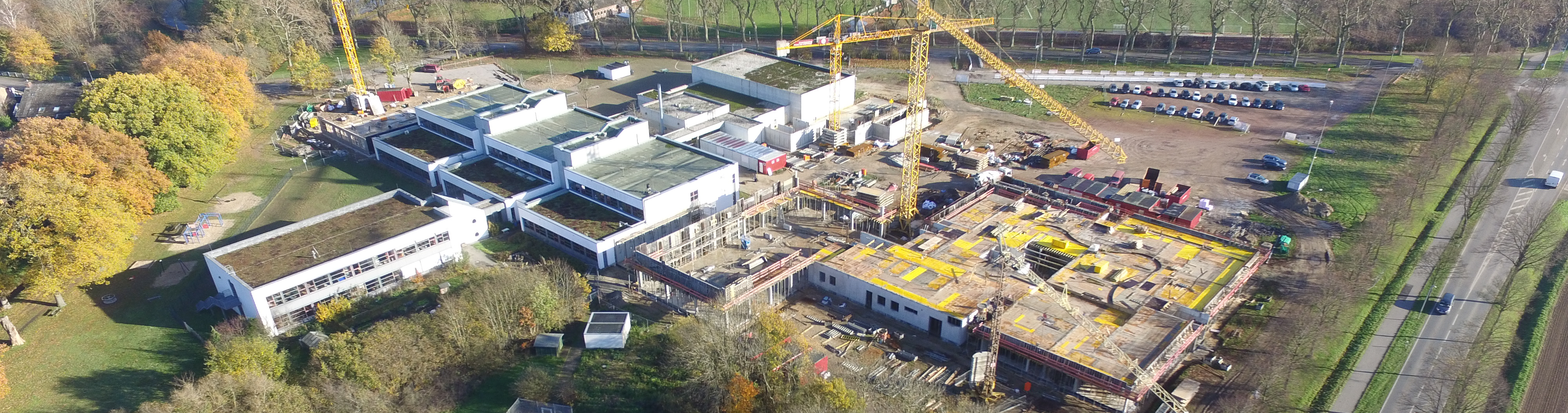 Lufbild der Gesamtschule am Forstgarten Baustelle