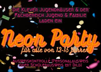 Ein Plakat mit dem Schriftzug "Neon Party"
