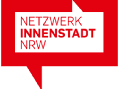 Logo rote Aufschrift Netzwerk Innenstadt NRW