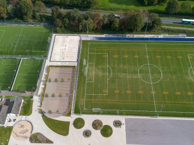 Ein Drohnenbild des Sportzentrums Kleve-Unterstadt