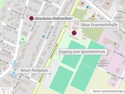 Karte des Interimsstandortes des Löschzuges Materborn