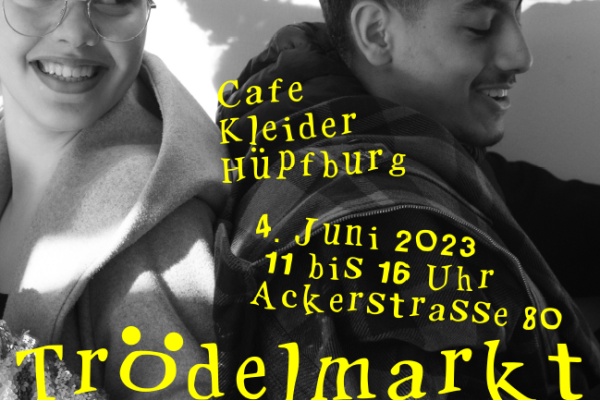 Ein Plakat für den Trödelmarkt an der Joseph Beuys Gesamtschule am 04.06.2023