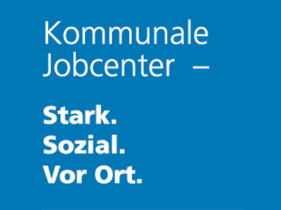 Logo der kommunalen Jobcenter mit dem Slogan: Kommunale Jobcenter, Stark, Sozial, vor Ort