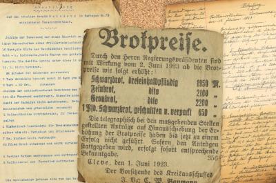 Ein Ausschnitt aus einer Bekanntmachung von Brotpreisen aus dem Krisenjahr 1923